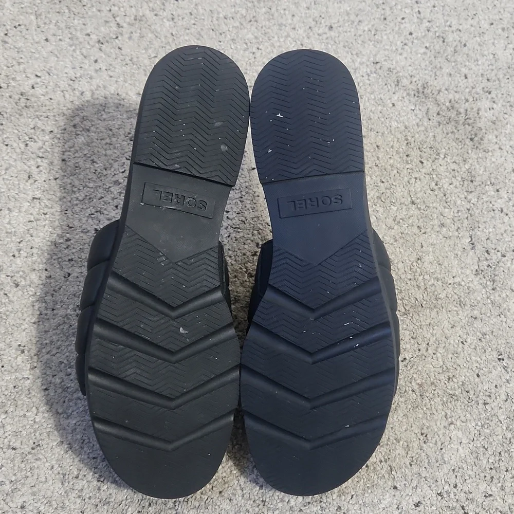 Sorel Ella III Slide Sandals Quilted Leather Slip On Flats Black Size 10.5 - Picture 12 of 14